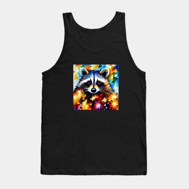 Raccoon Among the Flowers and Leaves Tank Top by ArtistsQuest